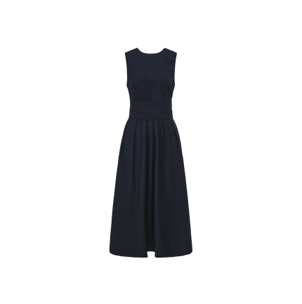 Pleated Waist Wool Dress