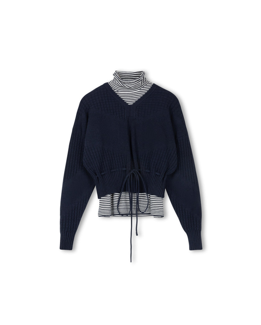 Open Neck Sweater With Turtleneck
