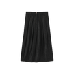 Wide Pleat Fly Denim Skirt