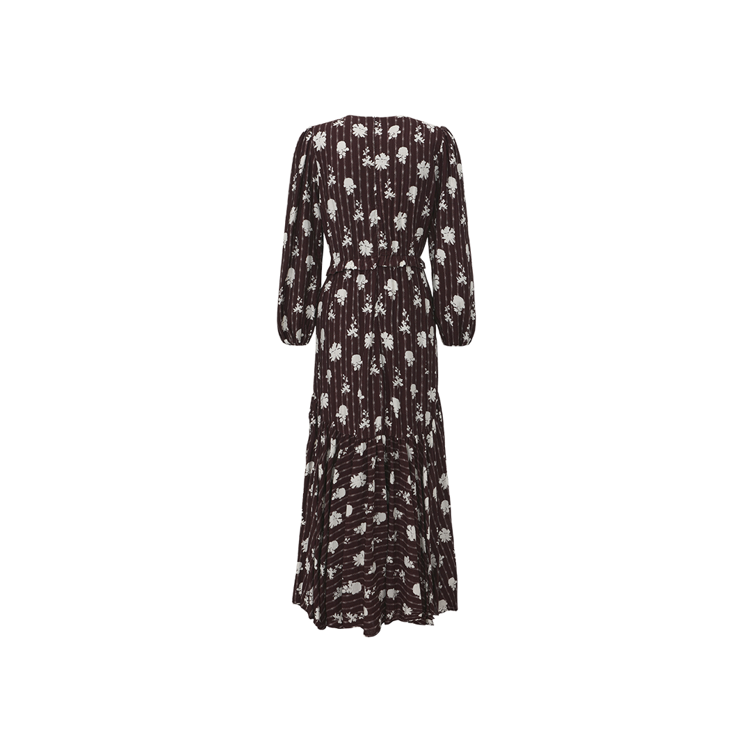 Trumpet Midi Puff Sleeve Dress