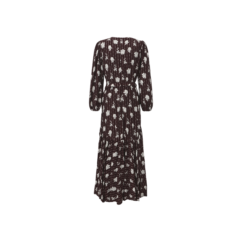 Trumpet Midi Puff Sleeve Dress
