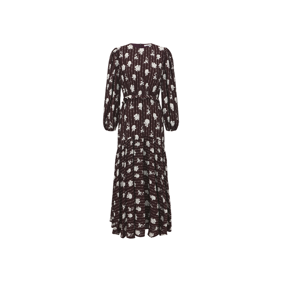 Trumpet Midi Puff Sleeve Dress