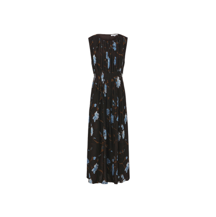 Pleated Floral Print Dress