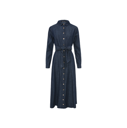 Denim Belted Midi Dress