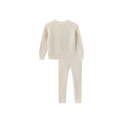 Marled Knit Cable Pattern Sweater Set