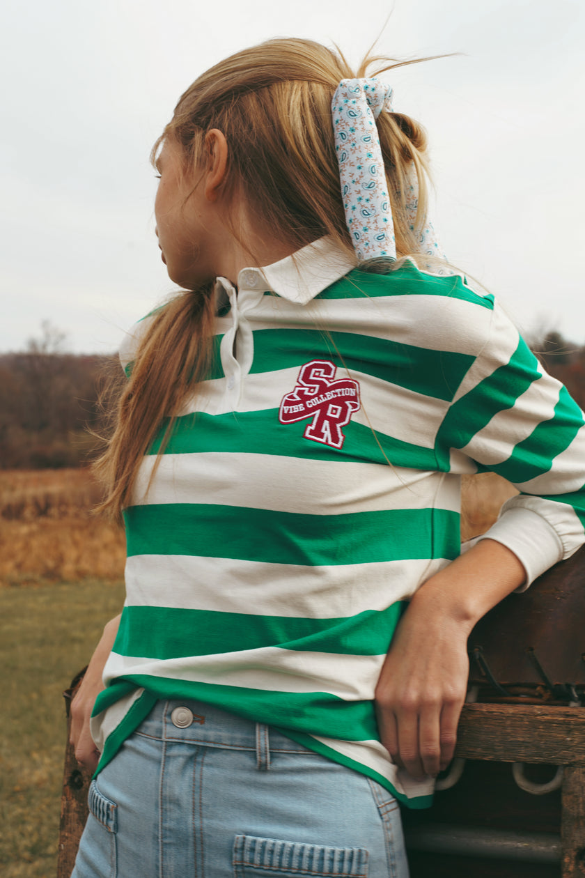 Cropped Striped Off Shoulder Tee