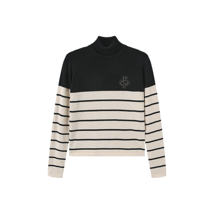 Patch Striped Knit Sweater