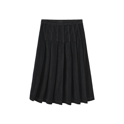 Box Pleat Denim Skirt