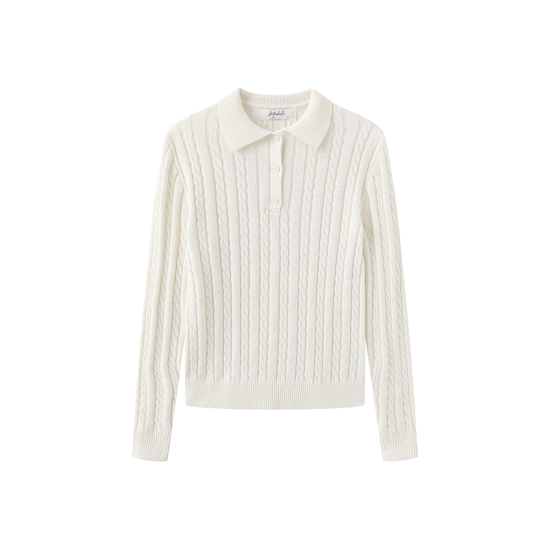 Cable Knit Polo Sweater