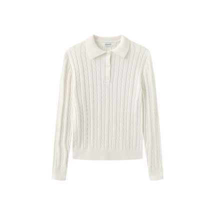 Cable Knit Polo Sweater