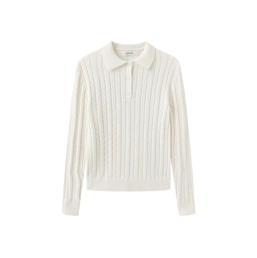 Cable Knit Polo Sweater