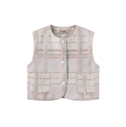Plaid Printed Crewneck Vest