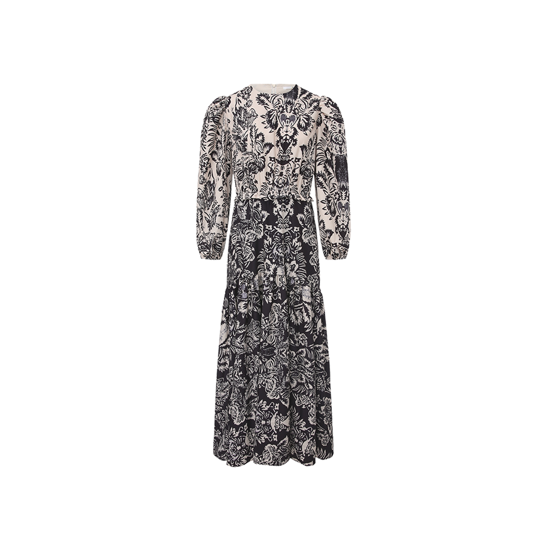 Trumpet Midi Puff Sleeve Dress