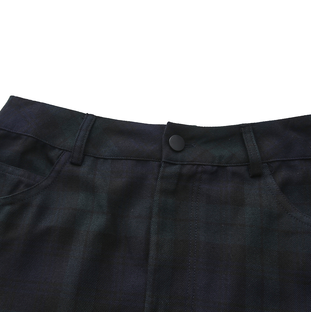Plaid Front Fly Skirt