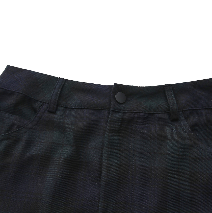 Plaid Front Fly Skirt