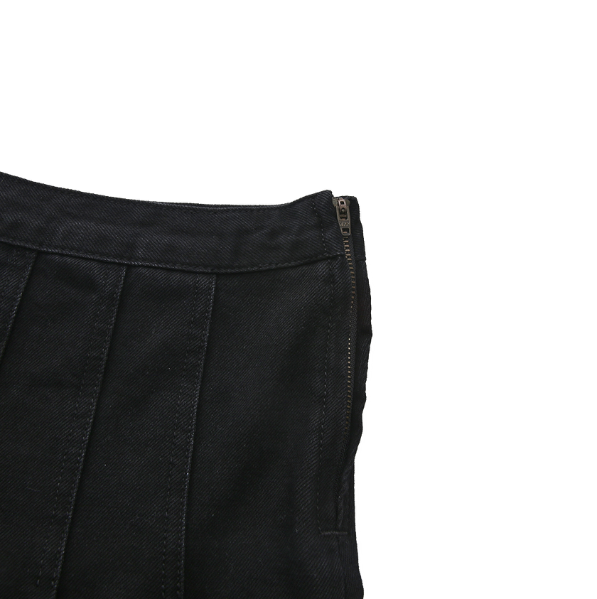 Box Pleat Denim Skirt