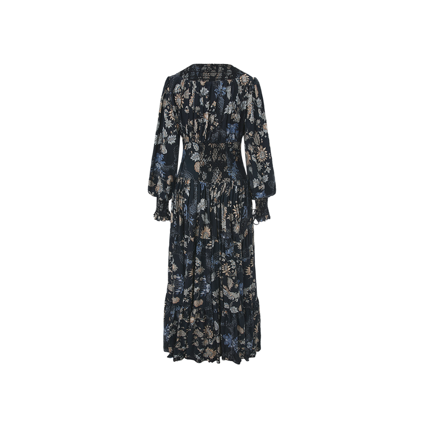 Printed Smocked Maxi Dress