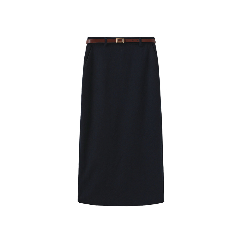 Maxi Belted Suit Skirt
