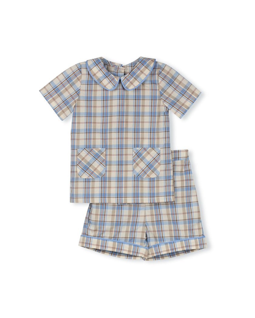 Farrow Plaid Pocket Blouse And Shorts