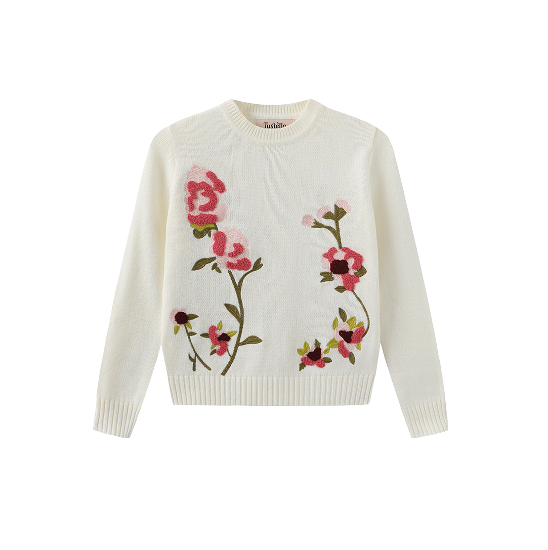 Elon Embroidered Flower Sweater