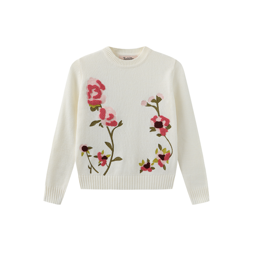 Elon Embroidered Flower Sweater