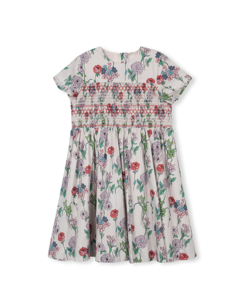 Ezzie Floral Printed Smocking Dress