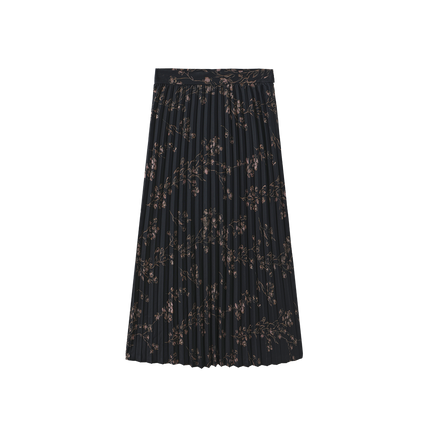 Side Button Pleated Floral Skirt