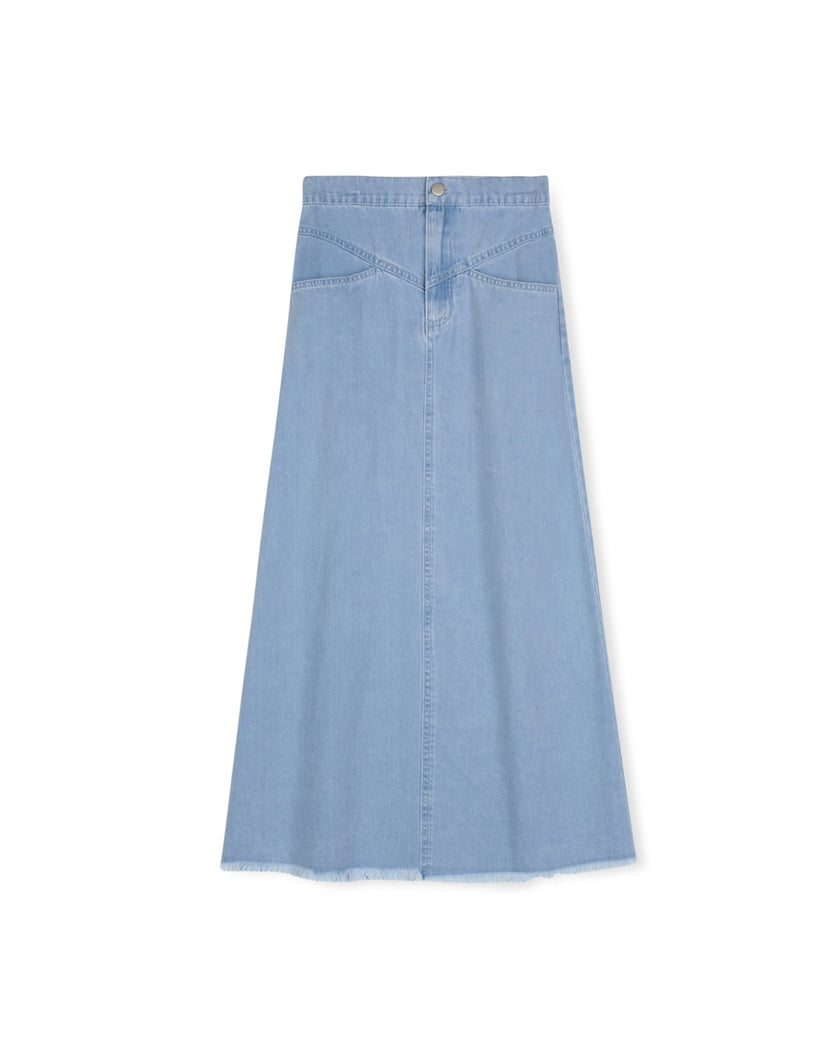 Frater - Denim Fly Front Maxi Skirt
