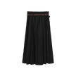 Wool Pleated Belted Skirt