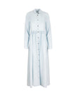 Denim Smock Waisted Button Down Maxi Dress