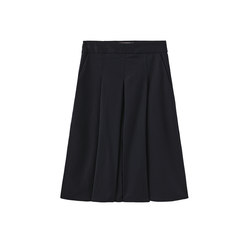 Pez Wool Box Pleated Skirt