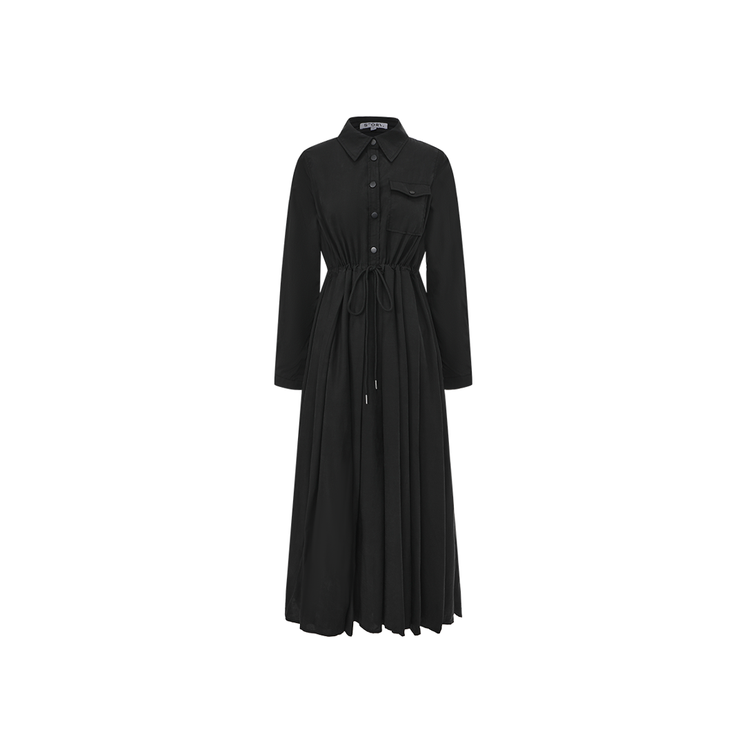 Cupro Pleat Collar Dress