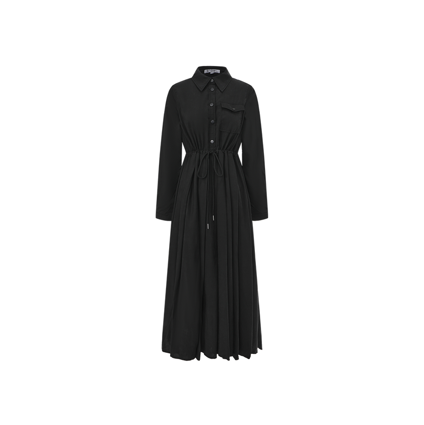 Cupro Pleat Collar Dress
