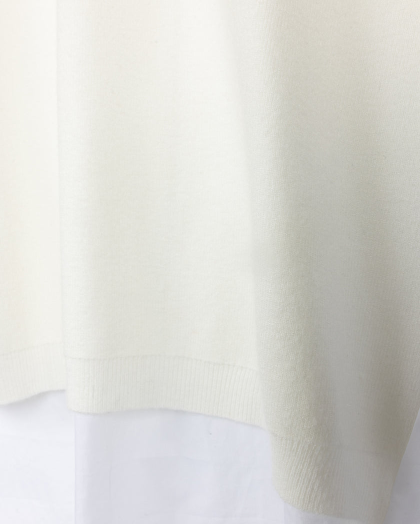 Puff Sleeve Knit And Poplin Top