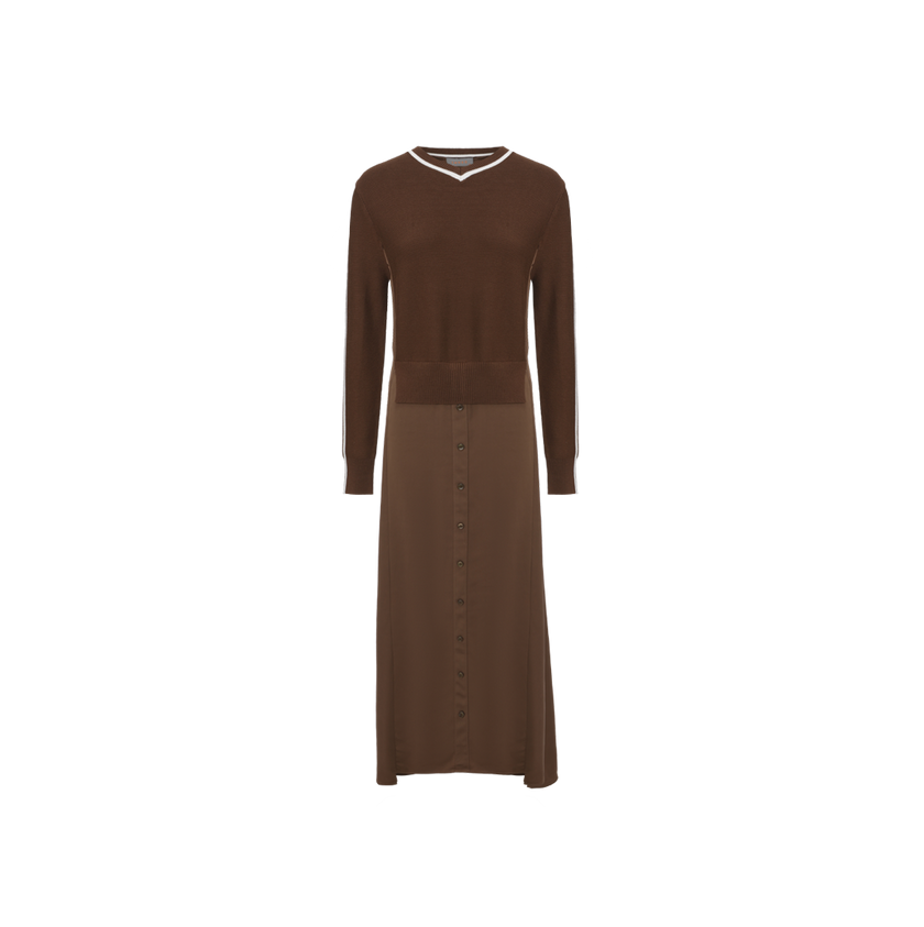 Tone On Tone Silk Knit Dress