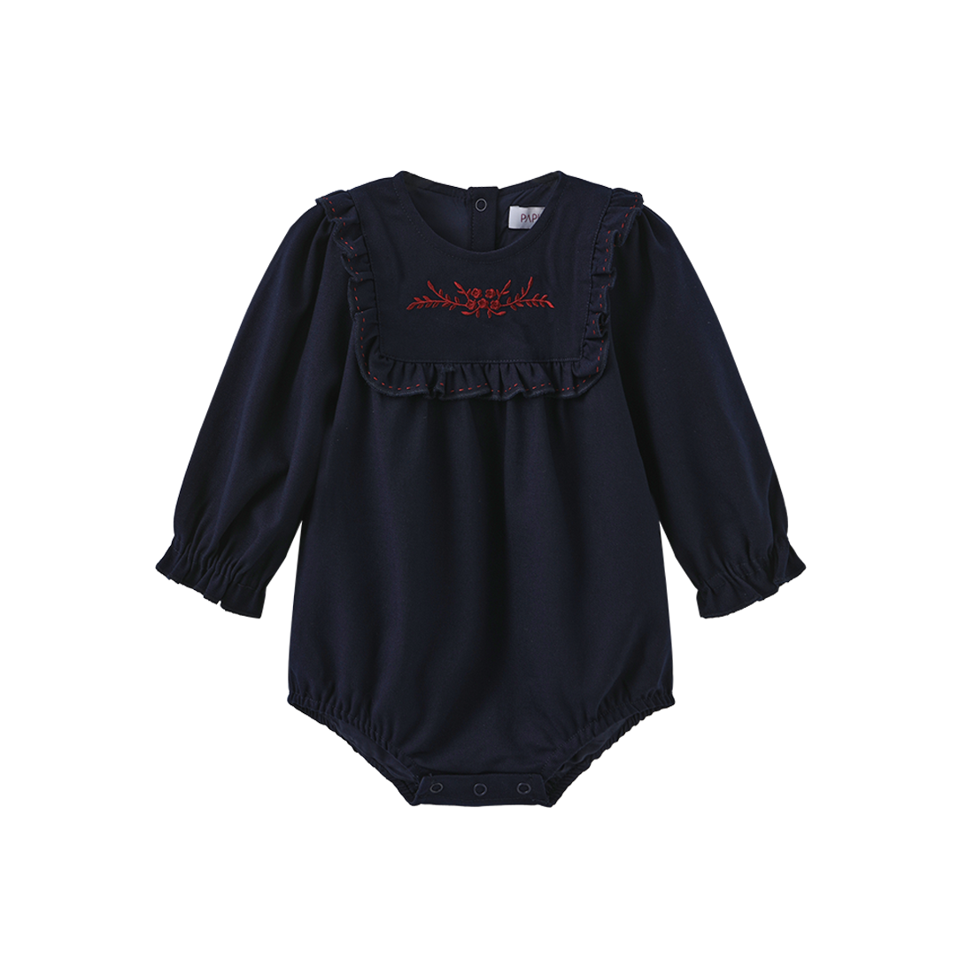 Pilro Wool Embroidered Bib Romper