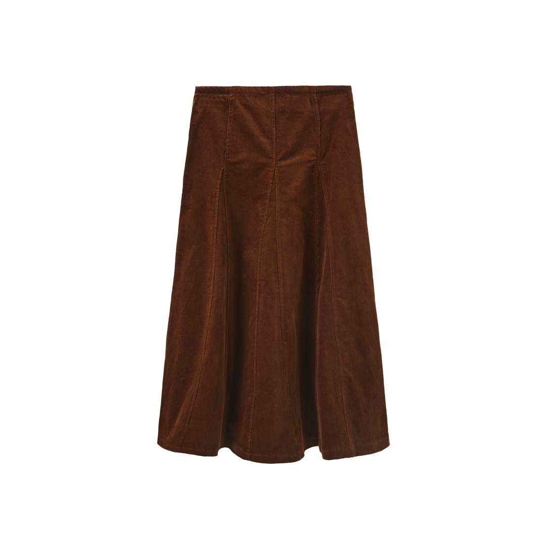 Corduroy Panel Midi Skirt