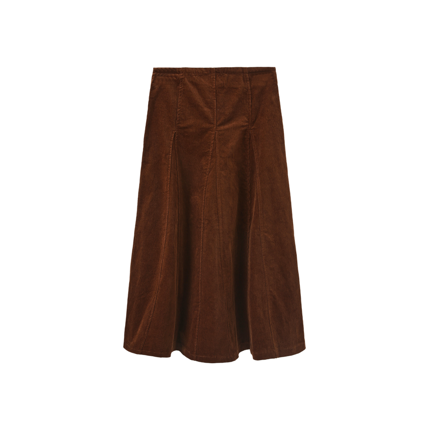 Corduroy Panel Midi Skirt