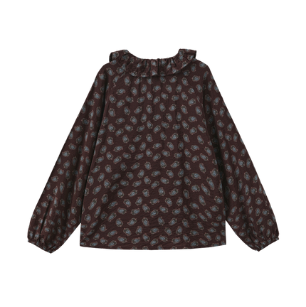 Leaf Printed Ruffle Blouse