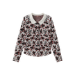 Collared Printed Knit Cardigan