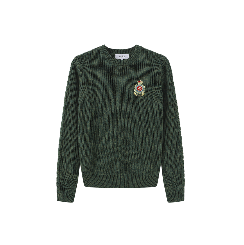 Marled Big Patch Knit Sweater