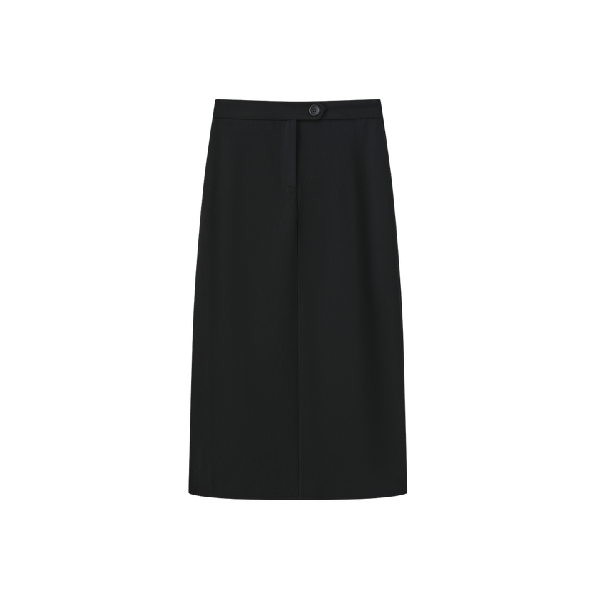 Button Wool Straight Skirt