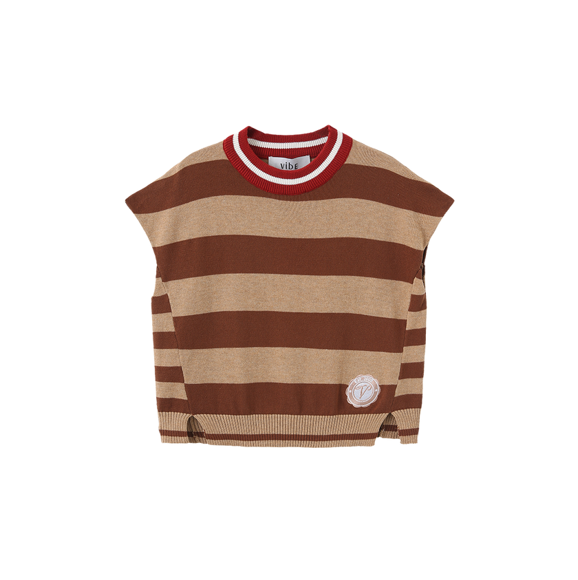 Wide Striped Knit Vest