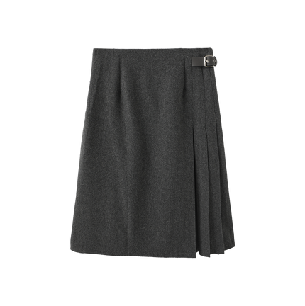 Side Pleat Wool Skirt