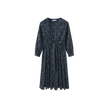 Side Placket Pleated Midi Dress