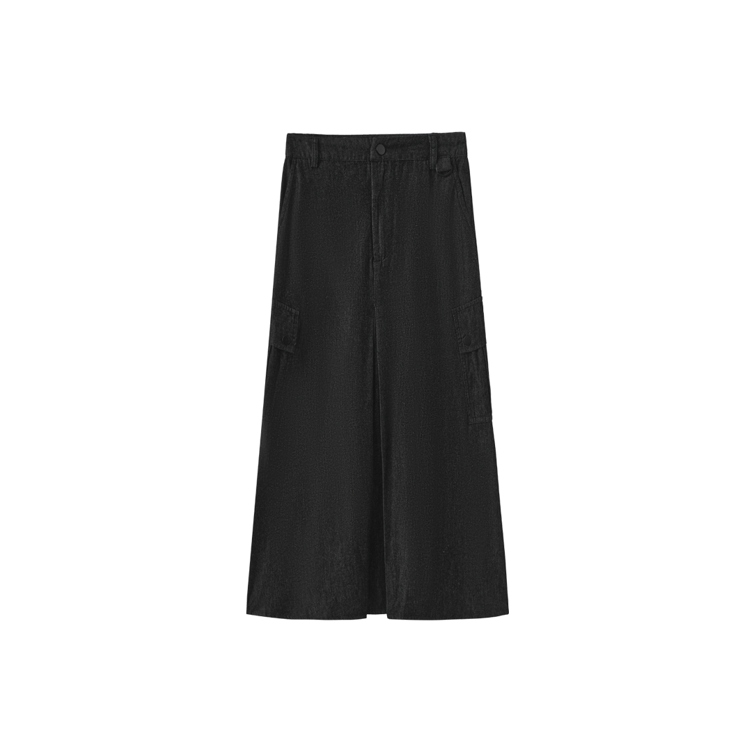 Denim Cargo Center Pleat Skirt
