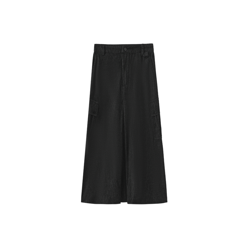 Denim Cargo Center Pleat Skirt