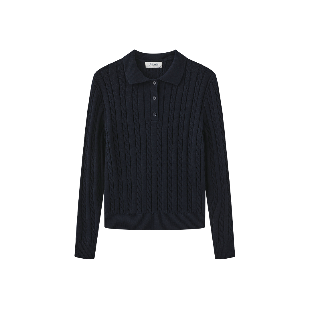 Cable Knit Polo Sweater