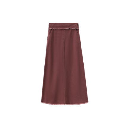 Denim Fringe Center Seam Skirt