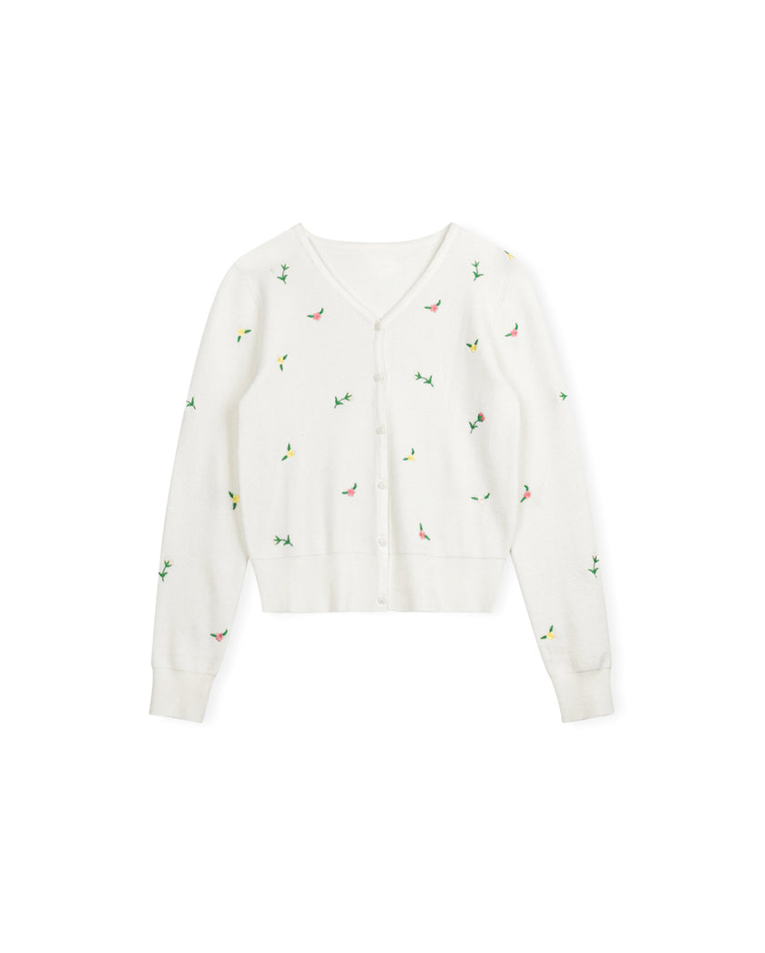 Flower Embroidered Cardigan